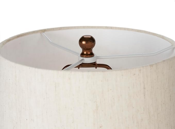 Nourison Home 21" Copper Finish Wood Triangle Table Lamp for Bedroom, Living Room, Dining, Office, Entryway