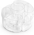 Masirs Small Rotating Makeup Organizer - Mini Yet Spacious Cosmetic Storage Solution with Multiple Compartments - The Perfect Spinning Make-Up Caddy for Vanity or Bathroom Counter (Round - Clear)