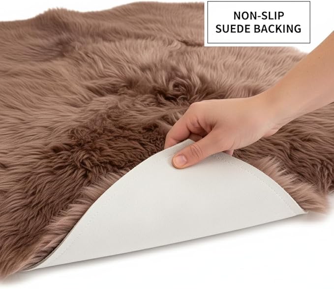 Premium Buff Tan Sheepskin Rug Genuine Quad 4x6ft Pelt Fluffy Fur Rug for Living Room