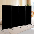4 Panel Folding Privacy Screens, 6 FT Tall Wall Divider with Metal Frame, Freestanding Room Divider for Office Bedroom Study (4 Panel, Black)