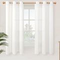 YoungsTex White Linen Semi Sheer Curtains 63 Inch Length 2 Panels, Grommet Light Filtering Drapes Textured Window Treatments for Bedroom Living Room Lightweight, 42 X 63 Inch