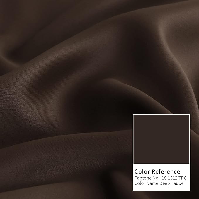 BGment Thermal Insulated 100% Blackout Curtains for Bedroom with Black Liner, Double Layer Full Room Darkening Noise Reducing Grommet Curtain (52 x 72 Inch, Brown, 2 Panels)