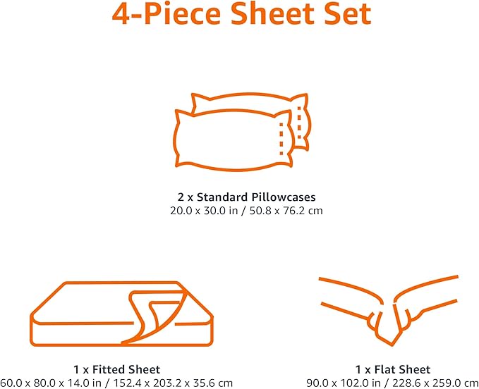 Amazon Basics Lightweight Super Soft Easy Care Microfiber 4 Piece Bed Sheet Set With 14-inch Deep Pockets - Queen, Grey Arrows,Printed