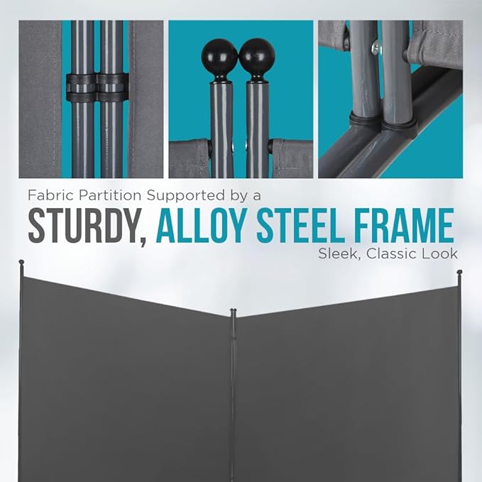 Steel-AID Triple-Panel Privacy Room Divider – Folding Partition Privacy Screen for Office, Classroom, Dorm Room, Kids Room, Studio, Conference - 216" x 72" - Easy to Assemble, Freestanding & Foldable
