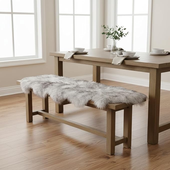 Premium Genuine Sheepskin Rug 2' x 6' Long Fur Soft & Natural Bedside Area Rug, Wolf Tip Brown, Double Pelt