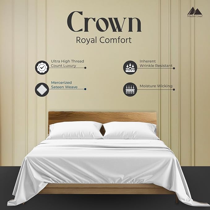 Mayfair Linen 100% Egyptian Cotton King Pillow Cases Set of 2 - Luxury 2000 Series King Size Pillowcases, Soft Cooling & Breathable, Envelope Closure Hotel Quality Pillowcase (21 x 41, White)