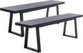 Wahson 60" Black Dining Bench Set of 2, Wooden Table Bench with Metal Legs, Modern Kitchen Bench for Enrtyway/Indoor/Dining Room