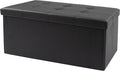 xupersodys 30 Inches Folding Storage Ottoman Bench, Faux Leather Footstool Ottoman, Storage Trunk Footrest for Bedroom, Living Room and Hallway, Support 350lbs, Black（Black line）