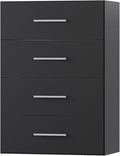 4 Drawer Short Tower Closet Unit, Modular Closet System, Wood Closet System Organizer with Storage for Walk In Closets, Clothing Rack Closet for Hanging Clothes, Bedroom, Black, 19.5"W