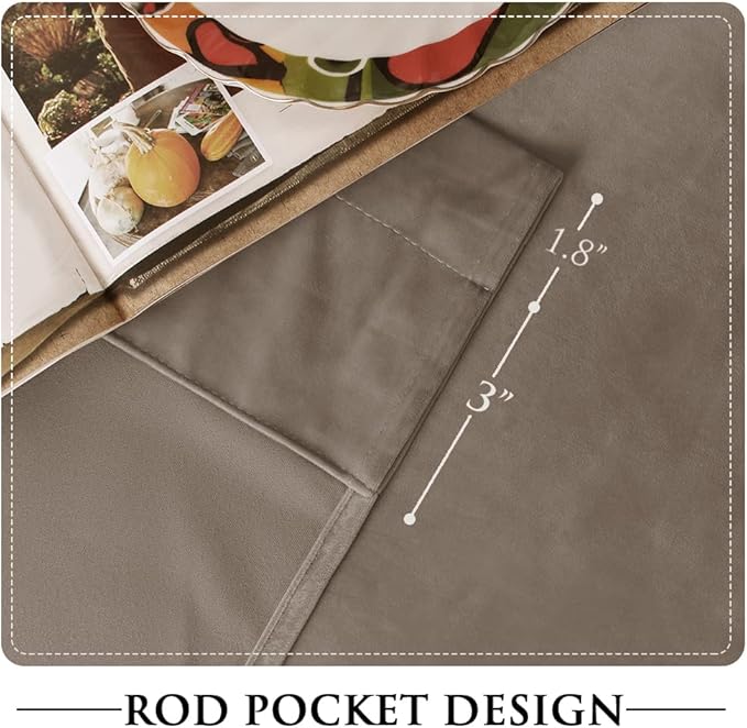 StangH Taupe Velvet Curtains - Premium Blackout Thermal Curtains for Bedroom/Office, Heavy Soft Drapes with Noise Reduction, Modern Neutral Home Decor, W52 x L92, 2 Panels