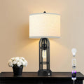 Black Table Lamps, Table Lamp with USB Port, 3 Color Temperatures, Stepless Dimming, Bedside Lamps, Bedroom Lamps, Farmhouse Lamps for Living Room(Bulbs Included)