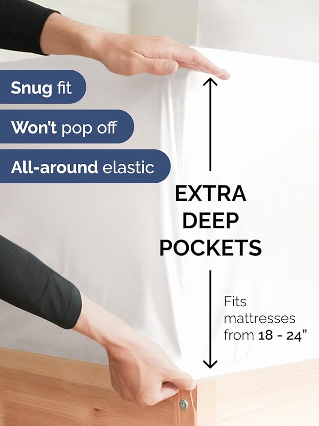 Extra Deep Cal King Sheet Set - 6 Piece Breathable & Cooling Sheets - Hotel Luxury Bed Sheets Set - Easy Fit - Soft, Wrinkle Free & Comfy Sheets Set - Antique White Sheet Set with Extra Deep Pockets