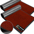GORILLA GRIP Waterproof Traffic Guard Door Mat, 2 Pack Heavy Duty Entryway Mats, Strong Rubber Back Commercial Utility Rugs for Office Hallway, Garage Floor and Home, Low Profile Carpet, 29x17, Red