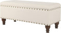 HomePop Large Storage Bench with Nailhead Trim - Cream