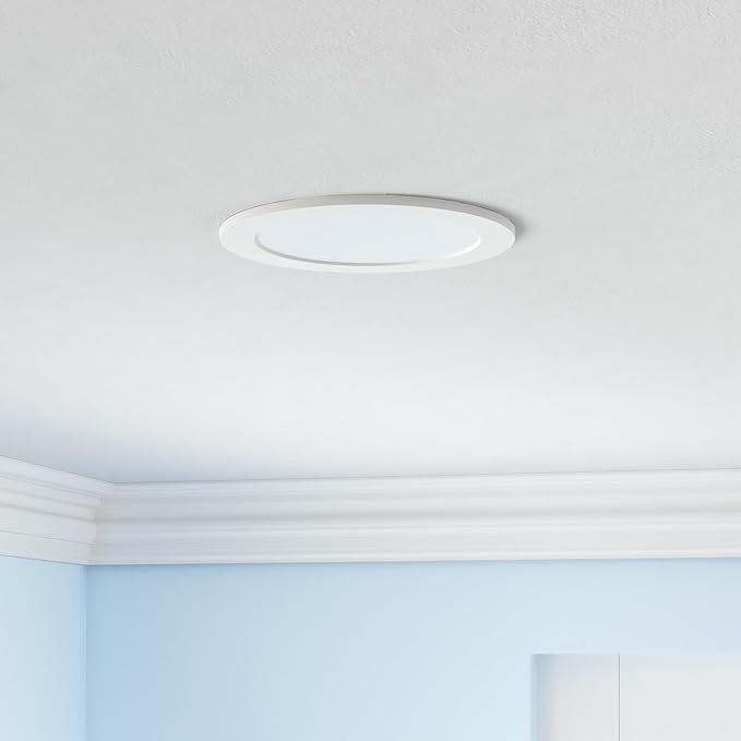 LUXRITE 6 Inch Ultra Thin LED Recessed Light with J-Box, 12W, Color Temperature Selectable 2700K | 3000K | 3500K | 4000K | 5000K, Dimmable Wafer Light, 1000 Lumens, Energy Star, IC Rated (4 Pack)