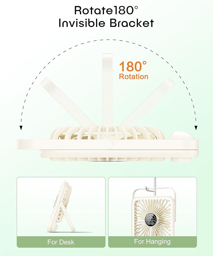 Small Desk Fan Personal Fans，100Speed Adjustable Quiet Small Portable Fan,Intelligent display of remaining hours for Office Bedroom Home Desk White