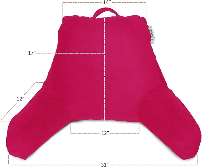 Nestl Reading Pillow with Shredded Memory Foam, Designed for Sitting Up in Bed and Couch, Back and Arms Adjustable Support for Adult & Teens Backrest Pillows for Reading, with Washable Cover Hot Pink