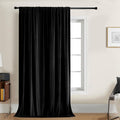 Joydeco Velvet Curtains 84 inch 1 Panel, Long Luxury Black Blackout Thermal Insulated Rod Pocket Window Curtains, Super Soft Room Darkening Drapes for Living Room Bedroom, W100 x L84 Inch, Black
