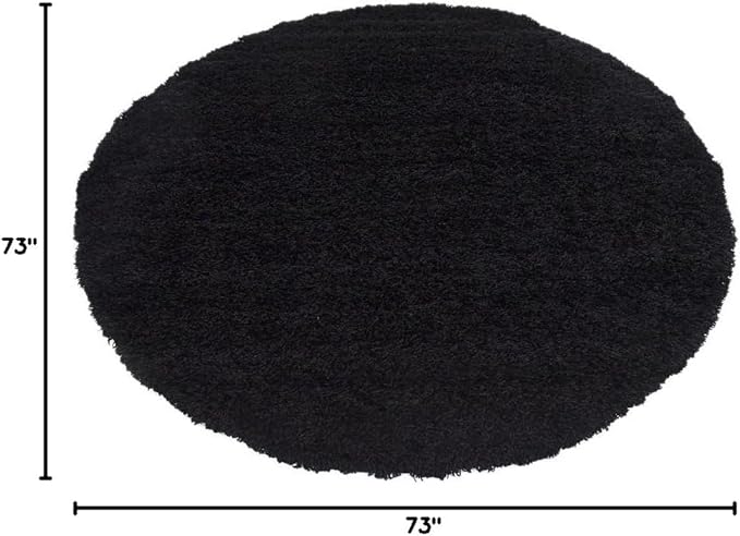 Unique Loom Solid Shag Collection Area Rug (6' 1" Round, Jet Black)