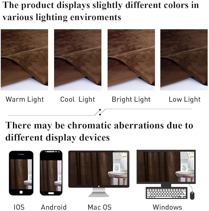 StangH Brown Velvet Curtains Luxurious Thermal Insulated Drapes for Living Room & Bedroom, Soft Noise Reducing Light Blocking Curtains Elegant Home Decor, W52 x L92, 2 Panels