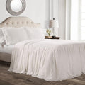 Lush Decor Ruffle Skirt Bedspread Set - 3-Piece Luxurious Farmhouse Bedding - Elegant Ruffle Detail - Timeless Style - Soft Lightweight Sheets - King, White