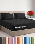 Extra Deep Split King Sheet Set - 7 Piece Breathable & Cooling Sheets - Hotel Luxury Bed Sheets Set - Easy & Secure Fit - Soft, Wrinkle Free & Comfy Sheets Set - Black Sheet Set w/Extra Deep Pockets