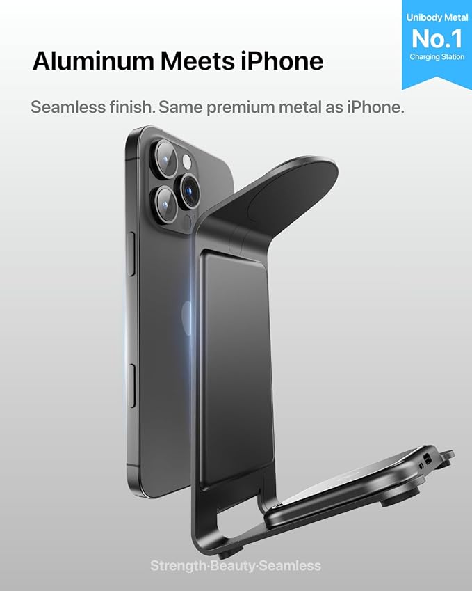 Intoval Aluminum 3 in 1 Wireless Charging Station for iPhone 17 16 15 14 13 12 11 Pro Max XR, Wireless Charger for Apple Watch 11 10 9 8 7 Ultra SE 3 2, Phone Charger for AirPods 4 Pro 2 3 (Grey)