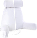 Husband Pillow Medium Aspen Edition White Dandelion, Sit Up Reading & Bed Rest with Arms, Ultra-Comfy, Detach Neck Roll - Premium Shredded Memory Foam Backrest, Reverses to Micro: Suede or Plush