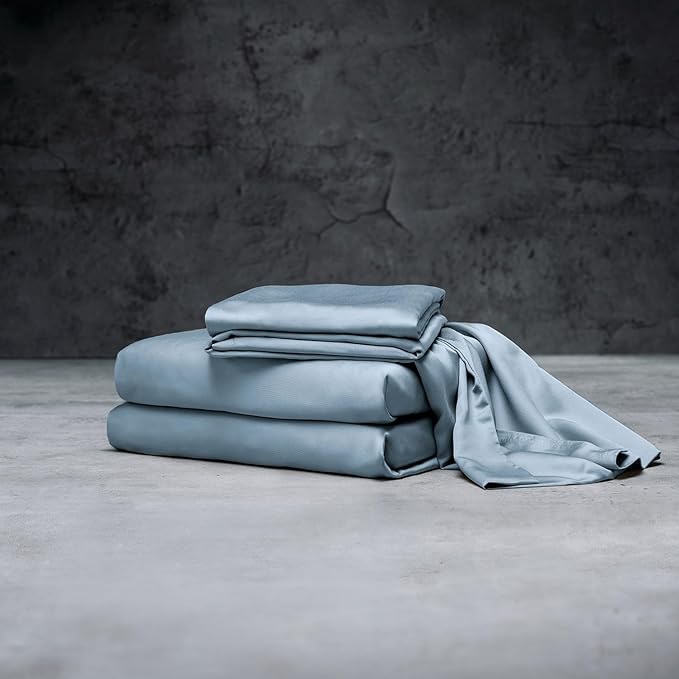 LUXOME Luxury Sheet Set | 100% Rayon (Viscose) from Bamboo | Split King - Surf | Deep Pockets | 5-Piece Set (2 Fitted, Flat, 2 Pillowcases)