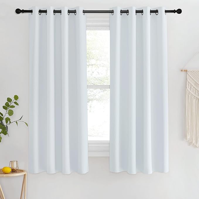 NICETOWN Room Darkening Curtains for Living Room - Easy Care Solid Thermal Insulated Silver Grommet Light Blocking for Bedroom/Kids Room (1 Panel, 46 by 63, Greyish White)