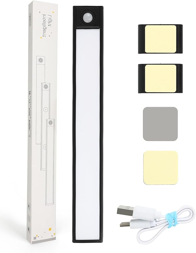 FORTEMOTUS LED Motion Sensor Lights for Bed Rails, Indoor Under Cabinet Kitchen, Stairs, 3-Colors Dimmable, Magnetic Replacement or Extra Light for Bed Rails for Adults Elderly