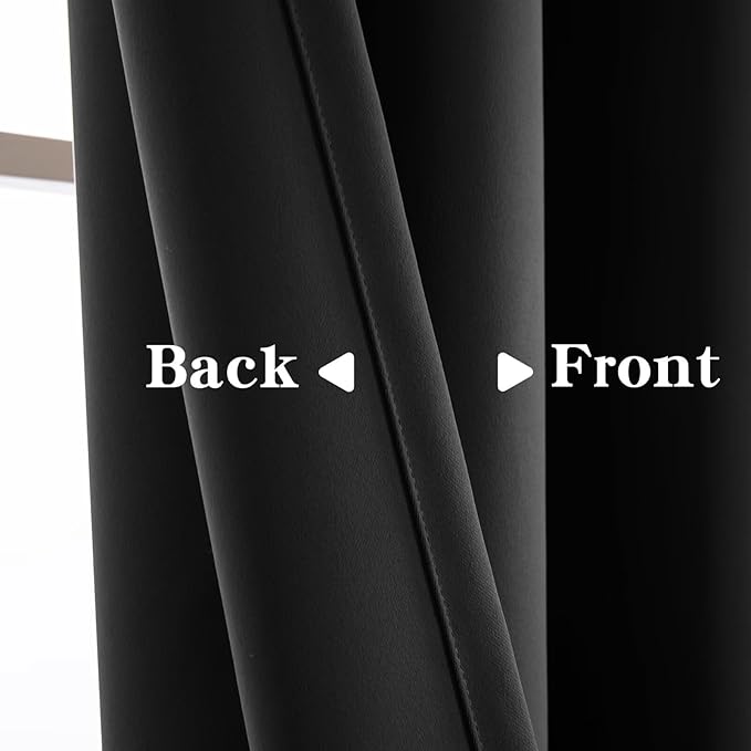 Blackout Curtains 96 Inch Length 2 Panels Set, Black Out Curtains for Bedroom 96 Inch Long, Rod Pocket Energy Saving Room Darkening Drapes for Living Room Window Dark Grey(W52 x L96)