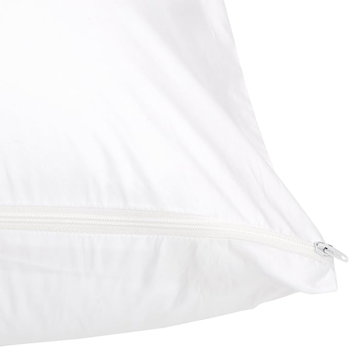 Amazon Basics Body Pillow Pillowcase with Zipper, 100% Cotton Hypoallergenic, Pillow Protector, White (55 x 21 Inches), Pillows Not Included