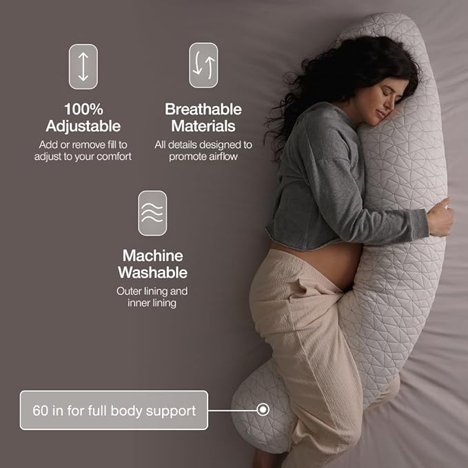 Coop Home Goods Original Adjustable Maternity Pillow, with Memory Foam and Washable Cover, Body Pillow for Pregnancy, Side Sleeper and Full Body Support During Pregnancy