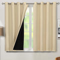 BGment Short 100% Blackout Curtains for Bedroom, Thermal Insulated Energy Efficiency Noise Reducing Grommet Curtains 54 Inch Length with Liner for Small Window 2 Panels Each 52 Inch Wide, Natural