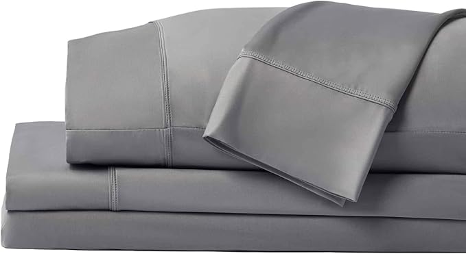 SHEEX - Original Performance Sheets Set (Twin/Twin XL) Graphite - Cooling Sheets - Moisture Wicking - 1 Flat Cooling Sheet, 1 Fitted Cooling Sheet, 1 Pillow Cover - Wrinkle Free - Sleep Aid