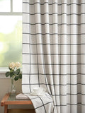 Plaid Pinch Pleated Curtains - Modern Luxury Linen Buffalo Blackout Drapes, Thermal Insulated Double Layer Window Panels for Living Room Bedroom, 84 Inches Long Black 2 Panels Set