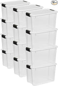 Sterilite 12-Pack Ultra Latching Box, Storage Bins with Lids, Clear Plastic, 30 Quart - Heavy-Duty Organizing Containers for Closet, Bathroom, and Office
