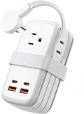 NTONPOWER GAN Ultra 65W USB Charging Station, 7 in 1 Travel Power Strip with 3 Outlets 4 USB (2 USB C), Extension Cord 4ft, Travel Essentials, Cruise Power Strip Compatible with MacBook, iPhone, White
