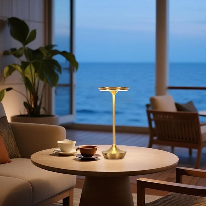Rechargeable Cordless Table Lamp,Portable Outdoor 6000mAh Battery Operated LED Table Light Touch Control 3 Color Dimmable for Bedroom,Patio,Cofee,Camping,Dining,Restaurant&Livingroom-Gold