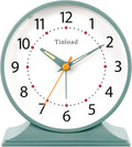 4.5" Antique Retro Analog Alarm Clock, Small Silent Bedside Desk Clock with Manual Light, Battery Operated, Snooze, for Living Room, Bedroom, Bedside, Desk(Green)