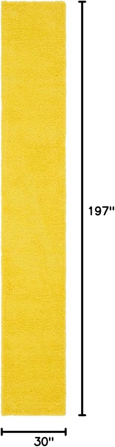 Unique Loom Solid Shag Collection Area Rug (2' 6" x 16' 5" Runner, Tuscan Sun Yellow)