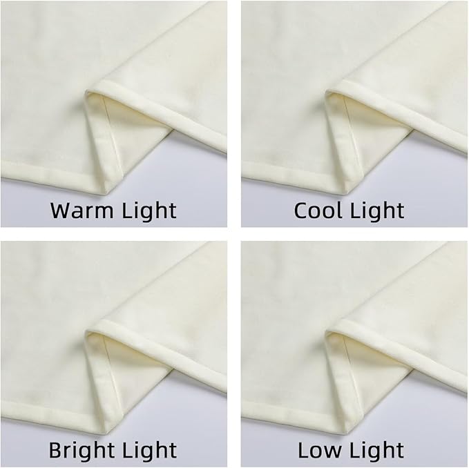 Joydeco Ivory Velvet Curtains 84 inch Length 2 Panels, Luxury Blackout Rod Pocket Thermal Insulated Window Curtains, Super Soft Room Darkening Drapes for Living Dining Room Bedroom,W52 x L84