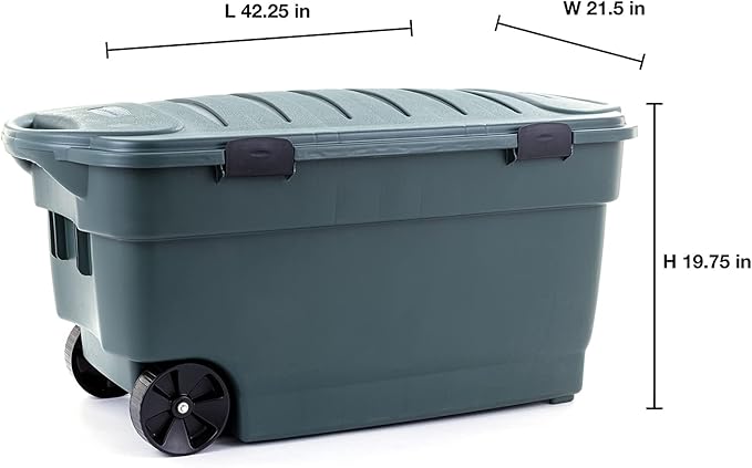 Rubbermaid ECOSense Wheeled Storage Totes, 40 Gal Pack of 2, Durable and Reusable Bins with Latching Lids for Garage or Home Organization, Made From Recycled Materials