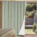 H.VERSAILTEX Linen Blackout Curtains Durable Thick Textured Linen Look 100% Blackout Patio Door Curtain Anti Rust Grommet Extra Wide Sliding Door Curtain Panel, W100 x L96 inch - Sage