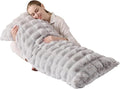 Luxury Shaggy Faux Fur Body Pillow,Fluffy Bed Pillow with Zipper Closure,Soft Decorative Plush Full Long Pillows,Fuzzy Hug Pillow for Living Room Side Sleeper & Pregnancy 20"x54" Grey Chocolate