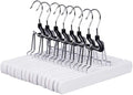 Amber Home 10 Pack White Wooden Pants Hangers, Wood Clamp Hangers with Non Slip Padded Velvet, Jeans/Slacks Hangers Hair Extension Hangers for Skirts, Trousers, Wigs (White, 10)