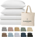 Cloud Scape Linen 100% Egyptian Cotton California King Sheet Set, 400 Thread Count,4 Pieces Luxury Bedding Set, Hotel Quality, Silky Soft, Breathable and Durable, Deep Pockets up to 17, White