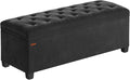 SONGMICS Velvet Storage Ottoman Bench, Foot Rest with Legs, 15.7 x 43 x 15.7 Inches, End of Bed Bench, Storage Chest, Load up to 660 lb, for Living Room, Bedroom, Entryway, Ink Black ULSF089B02