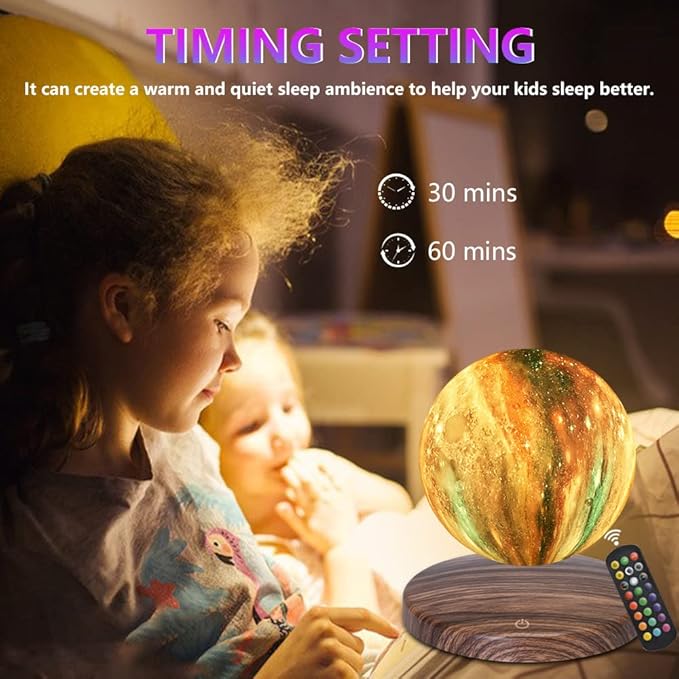 Levitating Moon Lamp, 18 Colors Galaxy Lamp with Touch Remote Control, Floating and Spinning in Air Freely, for Room Office Decor Creative Gift
